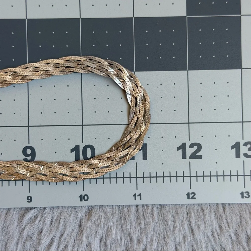 ISC ITALY 925 |Vintage| Sterling Silver Lightweight Braided Herringbone Necklace - Picture 8 of 14